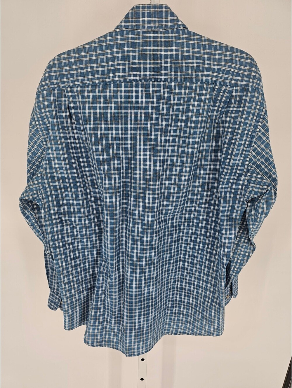 High Sierra Mens Sz M 100% Cotton Button Up Dress Shirt Blue Plaid - Picture 4 of 4